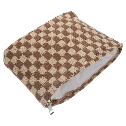 minkissy Canvas Kosmetiktasche Schminktasche Mit Gittermuster Organizer-Tasche Für Reisen Kulturbeutel Aus Sicheren Materialien Großes Make-up-Beutel Mit Ausreichend Stauraum Für von minkissy