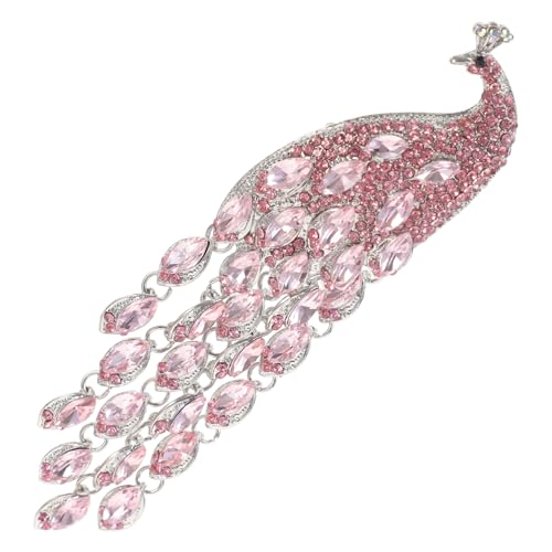 minkissy Retro Damen Brosche Pfau mit Strasssteinen Leichte Anstecknadel für Kleidung Eleganter Schmuck für Pullover Kleider Taschen Modisches Accessoire mit Langem Tassel von minkissy