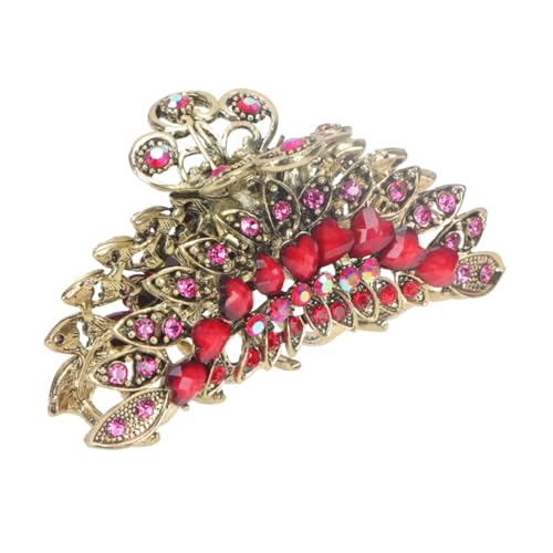 minkissy Retro Haarklammer mit Strassstein Großer Roter Haarkralle für Mädchen Stylischer Haarclip für Pferdeschwanz Langlebiges Haarschmuck accessoire für Damen und Frauen von minkissy