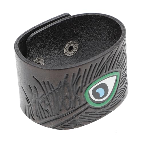 minkissy Retro Herren Armband Rindsleder Breites Punk Handgelenkband für Stilvolle Männer Persönliches für Partys Vintage Chic von minkissy