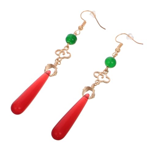 minkissy Retro Ohrringe Chinesischer Stil mit Roten Tropfen und Wolkenanhängern Vintage Baumelnde Ohrringe Damen Schmuck für Alltag Party Cosplay von minkissy