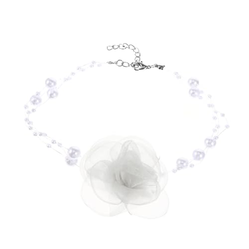 minkissy Retro Perlenkette mit Blumen Muster Clavicle Chain Netzstoff für Frauen für Partys und Besondere Anlässe Perfektes für Freundin oder Mutter von minkissy