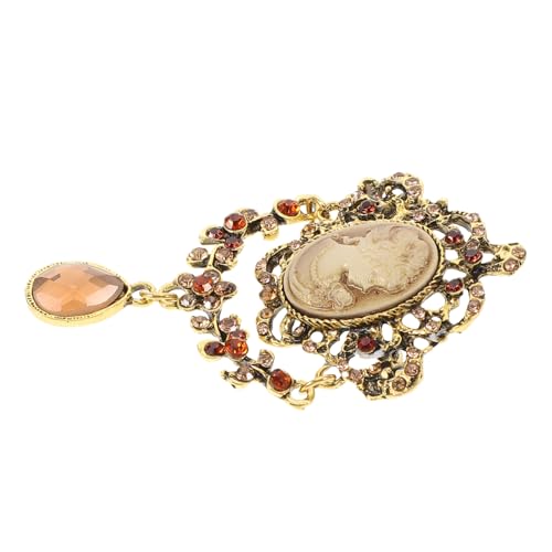 minkissy Retro Strass Brosche für Damen Vintage Schönheit Brustpin für Kleidung Eleganter Schmuck für Festliche Anlässe und Alltagsoutfits Gold von minkissy