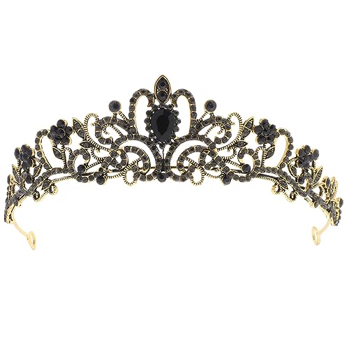 minkissy Rhinestone Brautkrone Leicht Stabile Damen Tiara Schwarze Hochzeitskrone für Mädchen Edles Party Haarschmuck Accessoire Komfortabel und Langlebig für Braut und Festliche Anlässe minkissy Rhinestone Brautkrone Leicht Stabile Damen Tiara Schwarze Hochzeitskrone für Mädchen Edles Party Haarschmuck Accessoire Komfortabel und Langlebig für Braut und Festliche Anlässe von minkissy