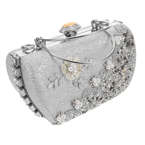 minkissy Abendtasche Mit Blumenmuster Für Damen Mit Kristallbesatz Und Perlen Hochzeitsclutch Für Formelle Anlässe Metallblumendesign Praktisch Und Elegant von minkissy