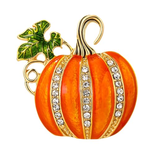 minkissy Rhinestone Pumpkin Brosche mit Schimmernden Strasssteinen Leichter und Langlebiger Emaille-anstecker Modisches Halloween-accessoire für Pullover Jacken und Festliche Outfits von minkissy