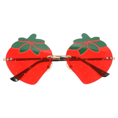 minkissy Rimless Strawberry Sonnenbrille für Damen Uv-schutz Farbenfrohe Funky Brille rahmenlos Modisches Party-accessoire für Prom Reisen und Outdoor-aktivitäten von minkissy