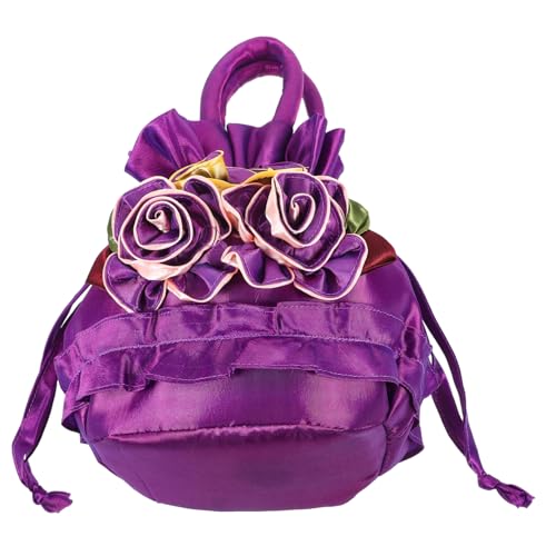 minkissy Romantische Damen Handtasche mit Blumenmuster Dekorative Zugbeutel Clutch für Hochzeit Abendparty und Braut Stilvolle Handtasche für Brautjungfern und Festliche Anlässe Violett minkissy Romantische Damen Handtasche mit Blumenmuster Dekorative Zugbeutel Clutch für Hochzeit Abendparty und Braut Stilvolle Handtasche für Brautjungfern und Festliche Anlässe Violett von minkissy