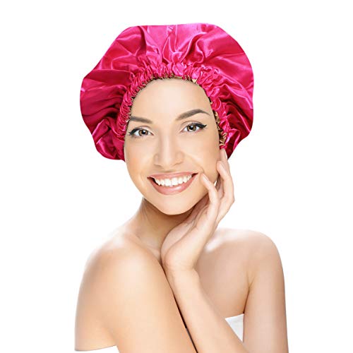 minkissy Bequeme Schlafmütze Für Damen Doppellagiger Satin Elastische Mobcap Vollständige Abdeckung Haar- Und Schönheitspflege von minkissy