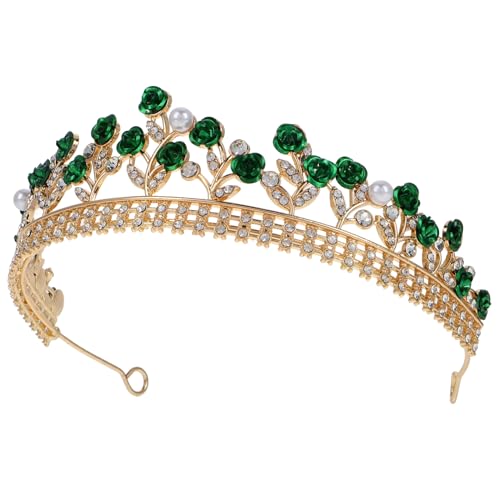 minkissy Rosen-Diademe Braut Hochzeit Königin Rosenkronen Haarband Für Geburtstag Halloween Valentinstag Weihnachtsfeier Haarschmuck Feen-Kopfschmuck – Grün von minkissy