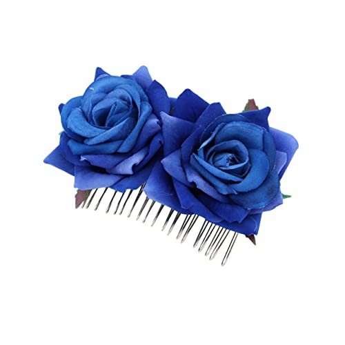 minkissy Rote Accessoires Braut-Haarspange Damen-Haar-Accessoires Blumen-Haarspangen Für Frauen Rosen-Haar-Blumen-Clips Hochzeit-Haarkamm Blumenkamm Rosen-Kranz Gabel Kamm von minkissy