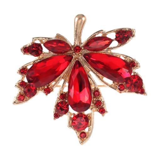 minkissy Rote Ahornblatt Brosche Damen Herbst Schmuck Leichter Vielseitiger Anstecker mit Sicherem Verschluss Elegantes Lapel Pin für Pullover Schals und Hemden im Herbst Winter Look von minkissy