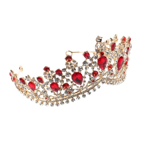 minkissy Rote Brautkrone mit Strasssteinen Haarschmuck für Damen Hochzeitsdiadem mit Haarkamm Elegant für Hochzeit Party Verlobung und Festliche Anlässe Geeignet von minkissy