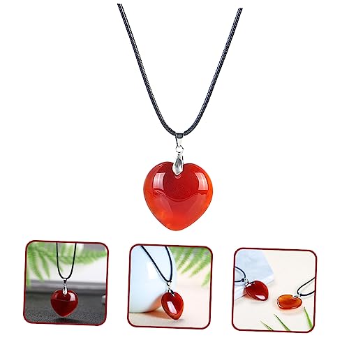 minkissy Rote Herz Achat Halskette Damen Anhänger Schmuck Leichtes Material Elegantes Design als für Geburtstag Valentinstag Muttertag von minkissy