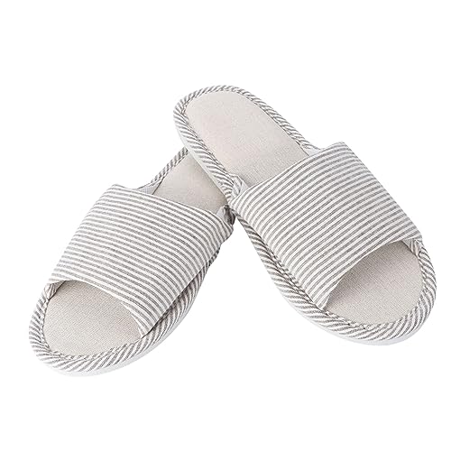 minkissy Rutschfeste Baumwoll hausschuhe mit Dicker Sohle Atmungsaktiv und Leicht Komfortable Flachslatschen für Damen und Herren Ganzjährig Geeignet Hautfreundlich und Langlebig Kaffee von minkissy