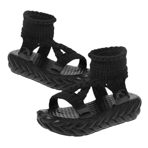 minkissy Sandalen Damen Sommer Atmungsaktiv Leicht Pu sohle Rutschfest Bequem Modisch Für Alltag und Freizeit Schwarz von minkissy