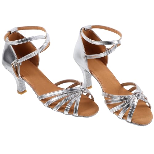 minkissy Satin High Heels mit Knoten Riemen Offene Zehen Latein Tanzschuhe Damen Absatz Silber Eleganter Look Anzuziehen für Latin Dance und Festliche Anlässe minkissy Satin High Heels mit Knoten Riemen Offene Zehen Latein Tanzschuhe Damen Absatz Silber Eleganter Look Anzuziehen für Latin Dance und Festliche Anlässe von minkissy