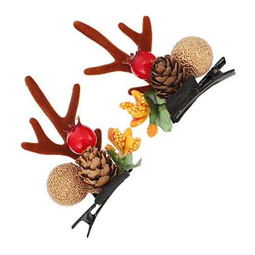 minkissy 2pcs Geweih Haar Clips Mode Chic Haarnadel Elch Haar Tragen Kinder Dekorative Haarnadel Für Weihnachten Party von minkissy