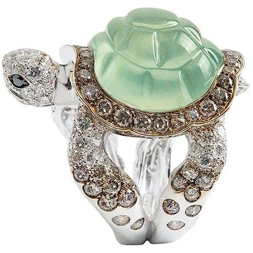 minkissy Schildkrötenring für Frauen Verstellbarer Zirkonia Schmuck Eleganter Meerestier Ring für Besondere Anlässe Tägliches Perfektes für Mütter Teenager von minkissy
