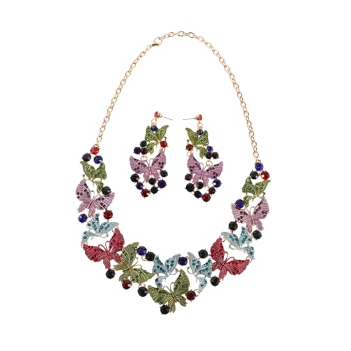 minkissy Schmetterling Anhänger Halskette Mit Ohrringen Kristallschmuck Set Für Damen Hochzeit Abendgarderobe Und Besondere Anlässe von minkissy