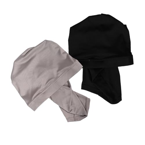 minkissy Schlafmütze Dreadlock Haube 2 Stück Atmungsaktive Nachtmütze aus Milchseide Elastische Turbanmütze für Damen Lange Haare Zöpfe und Dreads Erweiterte Abdeckung Schwarz Grau für Nachtpflege von minkissy