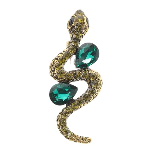 minkissy Schlangenbrosche Schlangennadel Vintage Schlangen Anstecknadel Metall Strass Schlangenabzeichen Pins Zinklegierung Olivgrün von minkissy