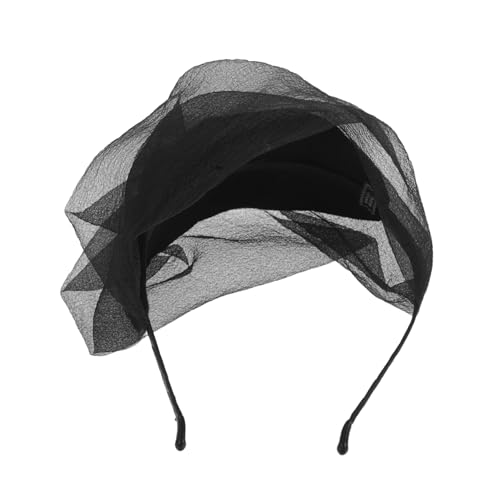 minkissy Schleier Fascinator Hut Stirnband Halb Baskenmütze Haar Hoop Hochzeit Mesh Stirnband Tanz Haarband Tanz Party Kopfbedeckung Für Baskenmütze Haar Zubehör von minkissy