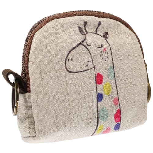 minkissy Schlüsselbox kleine Schlüsseltaschen Geldbeutel Mini kleine Reißverschlusstasche für die Handtasche Kawaii geldbörse Schlüsselanhänger Tasche Giraffentasche Leinen- von minkissy