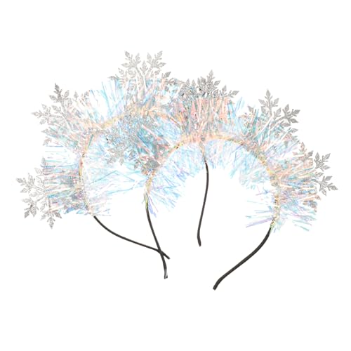 minkissy Schneeflocken Haarreif 2St silberne Haarspangen Haarnadel Haarband Schneeflocken-Haarreifen Kopfbedeckung für Lametta-Kopfhörer ration Requisiten Weihnachtsstirnband von minkissy