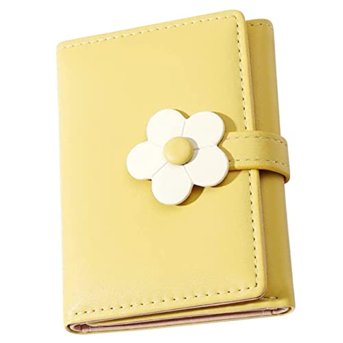 minkissy Schülergeldclip Brieftasche Mädchen süße Geldbörse Portemonnaie für Mädchen Dame Tasche für Mädchen Rosa einfache Handtasche Blumengrundstück Brieftasche süß PU-Leder Gelb von minkissy