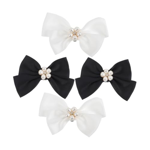 minkissy Schuhschnallen Für Damen Abnehmbare Bowknot Schuhclips Hochzeitsdeko Stilvolle Schuhverzierungen Für Flache Schuhe Und Pumps 2 Paar Weiß Und Schwarz von minkissy