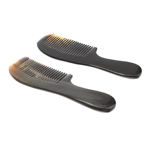 minkissy 2 Stück Ochsenhornkamm Tragbarer Massagekamm Für Männer Und Frauen Antistatisches Haarstyling Werkzeug 16-19cm Für Kopfhautmassage Und Entwirrung von minkissy
