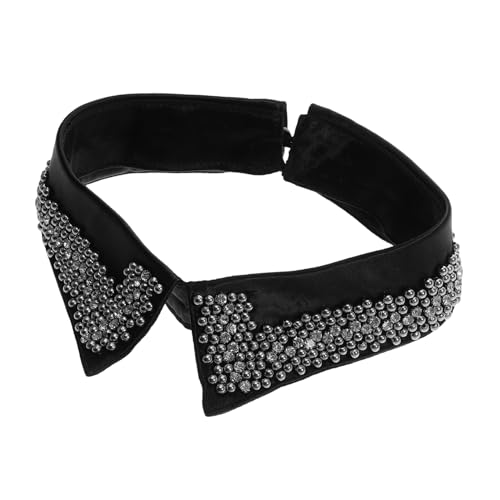 minkissy Schwarzer Perlen Fake Kragen Schalkragen Strass Fake Kragen Abnehmbarer Fake Kragen Strass Oberteil Abnehmbarer Kragen Paillettenkragen Verzierter Kragen Fake Kragen Halskette von minkissy