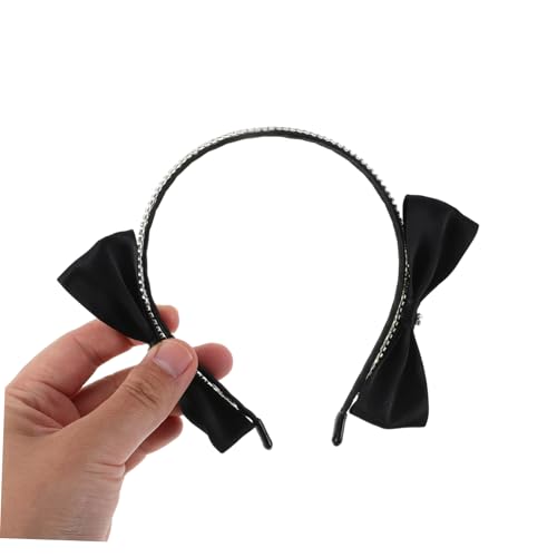 minkissy Strass-stirnband Mit Schleife Schwarzes Stirnband Mit Schleife Für Damen Glitzernde Haarschleife Mit Schleifendetail Haarband Mit Strasssteinen Für Besondere Anlässe von minkissy