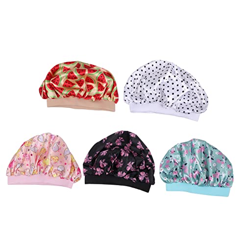 minkissy 5stücke Schlafmütze Für Junge Mädchen Satinmütze Nachtmütze Satinhaube Elastische Turban Junge Mädchen Haar Motorhaube Schlaf Mütze Für Nachtwaschen Und Mittagessen von minkissy