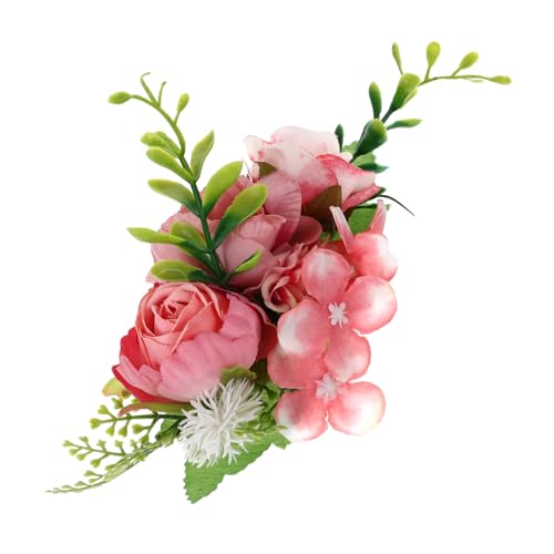 minkissy Seitlicher Haarkamm mit Künstlicher Rosenblüte Brautschmuck Accessoire Leichter Metall Haarkamm für Damen Vielseitig für Hochzeit Party Abendveranstaltung Geeignet von minkissy