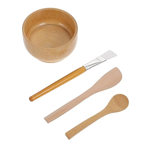 minkissy Selbstgemacht Gesichtsmaske Mischwerkzeuge Holzschüssel Pinsel Cutter Löffel Satz Für Zuhause Wiederverwendbar Aus Holz Für Heimgebrauch Mit Schüssel Und Pinsel von minkissy