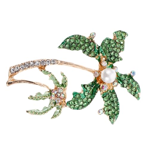 minkissy Shiny Rhinestone Brosche Kokosnussbaum Anstecknadel aus Legierung für Damen und Mädchen Modisches Accessoire für Kleid Pullover Schal Party und Alltag Sommerliches Design von minkissy