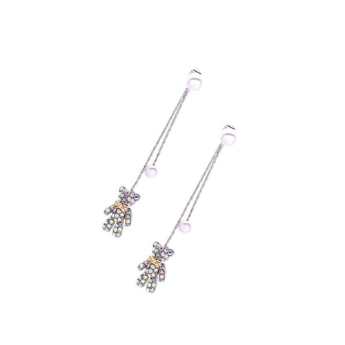 minkissy Silber Ohrstecker Damen mit Buntem Edelstein Bär Anhänger Modische Perlen Ohrhänger Eleganter Ohrschmuck für Frauen Stilvolle Geschenkidee von minkissy
