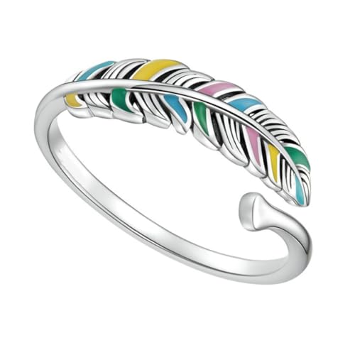 minkissy Offener Gefieder Fingerring Aus 925 Stück Silber Für Damen Verstellbarer Ring Eleganter Fingerschmuck Ringdekoration Für Besondere Anlässe von minkissy