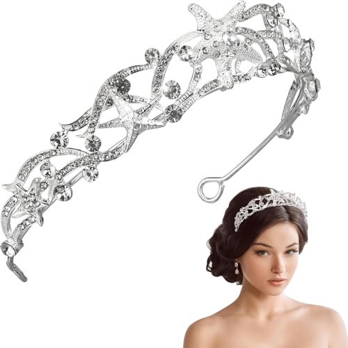 minkissy Silber Sterne Krone Stirnband Strass Seestern Kopfschmuck Stern Haarschmuck Tiara Für Hochzeit Braut Brautjungfer Königinnen Prinzessin von minkissy