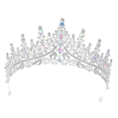 minkissy Silberne Tiara Krone Damen Haarschmuck mit Funkelnden Strasssteinen Stirnband für Hochzeit Geburtstag Abschlussball Party und Kostüm Bequeme Sicherer von minkissy