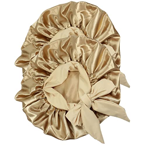 Silk Salon Sleeping Reusable Lady Hair Curly Supple Large Hat Spa Loss Turban Bonnet Frauen Bonnets Mädchen Mädchen Schlafmützen Erwachsene Atmungsaktiv Kopfbedeckung Band Tie Cap Elastic Wrap von minkissy