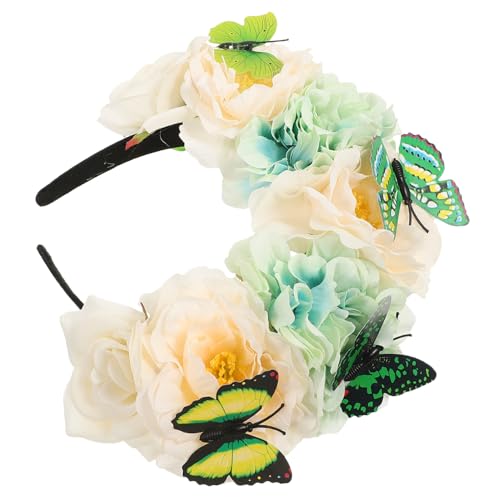 minkissy Simuliertes Blumen Haarreif mit Schmetterlingsdesign Boho Stil Haarschmuck für Damen Leichtes Strapazierfähiges Stoffmaterial für Fotoshootings Urlaub und Festliche Anlässe von minkissy
