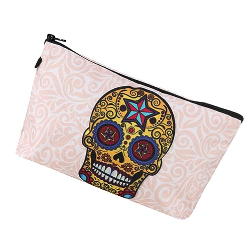 minkissy Skull Pattern Kosmetiktasche Druck Multifunktionale Make-up Aufbewahrung Für Damen Zipper Design Für Und Zuhause Und Pflegeleichtes Material von minkissy