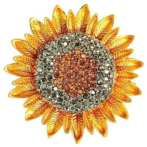 minkissy Sonnenblumen Brosche mit Strass für Frauen Eleganter Anstecker für Kleidung Rucksäcke und Accessoires Perfektes Schmuckgeschenk für Valentinstag und Besondere Anlässe von minkissy