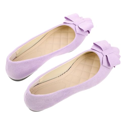 minkissy Spitze Damen Ballerinas mit Schleife Flache Brautschuhe für Hochzeit und Arbeit Bequeme Alltagsschuhe Slip Design für Party und Formelle Anlässe von minkissy
