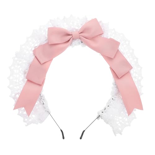 minkissy Lolita-stirnband Mit Spitze Und Schleife Bequemes Dienstmädchen-haarband Für Cosplay Partys Und Hochzeiten Strapazierfähig Aus Stoff Und Kunststoff von minkissy