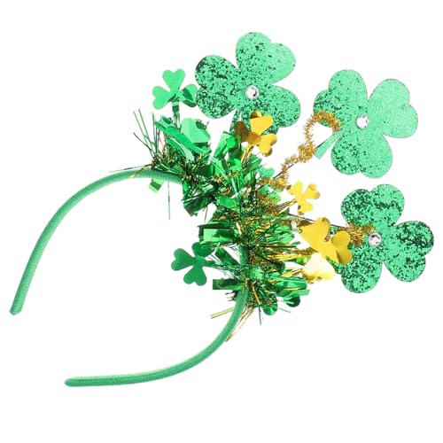 minkissy St Patrick Stirnband Sonnenbrille Halskette Grün Kleeblatt Kopfstück Haarband Kopfbedeckung Frau Accessoire Party Bopper Hut Reifen Boppers Haar Kopfschmuck Irisch Tag Festtag von minkissy