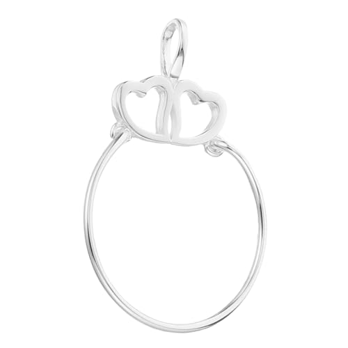 minkissy Sterling Silber Charm Halskette Doppelherz Design Eleganter Schmuckanhänger Liebe Symbol Kreis Charmhalter für Damen und Besondere Anlässe von minkissy
